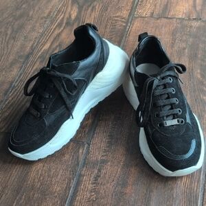 Saint + Sofia Talston Trainer Black Suede Platform Sneakers - Women's 37 US 6.5